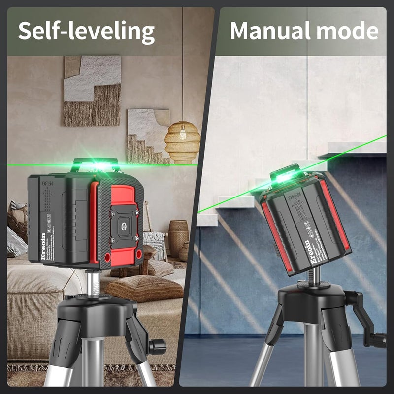 Ereoin 8 Line Laser Level 2×360° Leveling Green Laser Self Level Tool，200ft 2D Green Line Cross for Leveling Tool for Construction and Picture Hanging，Laser measurement calibration Tool Kit - Image 3